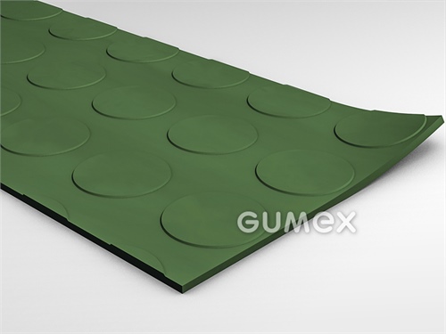 Gumová podlahovina SANTO, hrúbka 3mm, šírka 1450mm, 75°ShA, SBR, dezén peniažkový, -30°C/+70°C, zelená